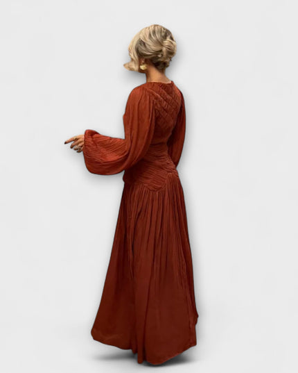 Elli - Elegantes Plissiertes Langarmkleid