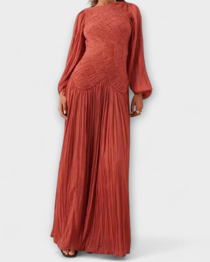 Elli - Elegantes Plissiertes Langarmkleid