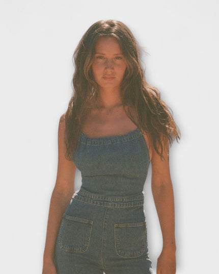 Minka – Weit geschnittener Jeans-Jumpsuit mit Taillenband