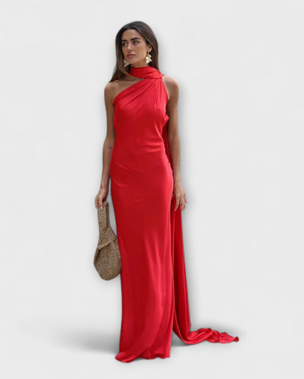 Anika - Schickes Off-Shoulder Halter Maxikleid