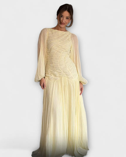 Elli - Elegantes Plissiertes Langarmkleid
