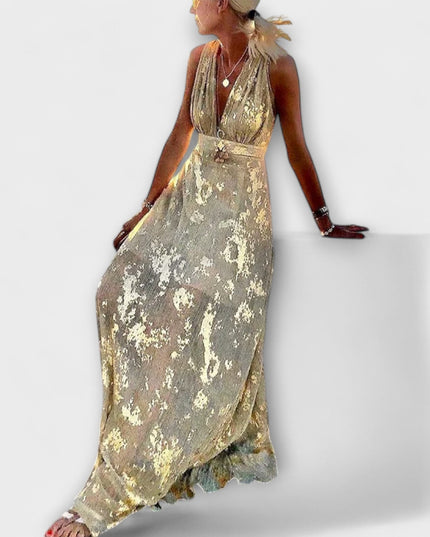 Sybilla - Fließendes Kleid mit V-Ausschnitt und Pailletten-Details