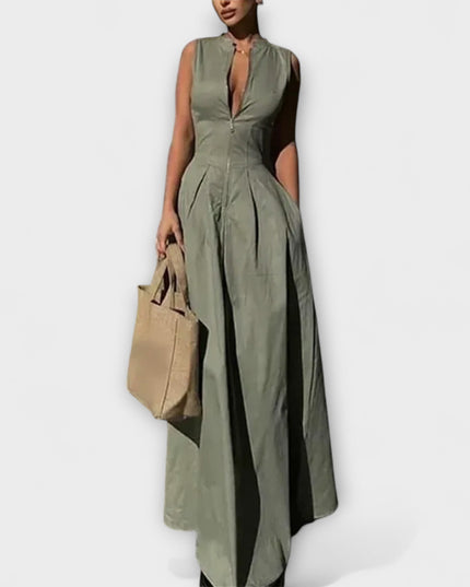 Eva - Ärmelloses Plissee Bodycon Midi Kleid