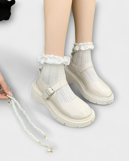 Pearl - Luxus Perlen Mary Jane Leder Schuhe