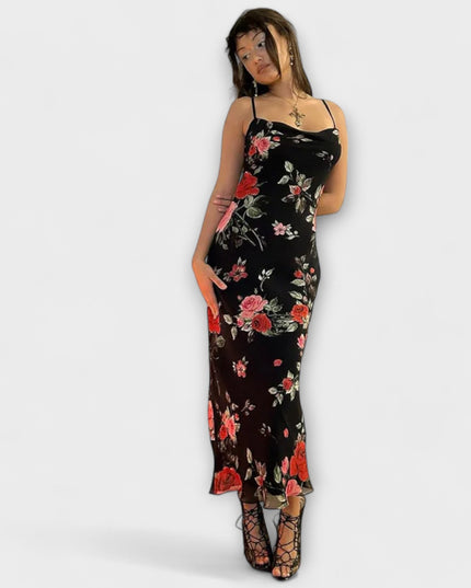 Ramona - Blumenmuster Spaghetti-Träger Bodycon Kleid