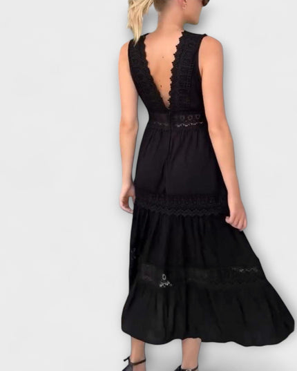 Hannelore - Elegantes V-Ausschnitt Spitzenkleid