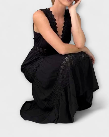 Hannelore - Elegantes V-Ausschnitt Spitzenkleid