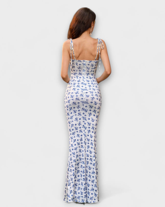 Kathrin - Floral Print Prom Dress mit gebundenen Schulterträgern