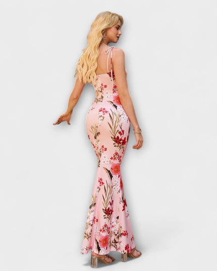 Kathrin - Floral Print Prom Dress mit gebundenen Schulterträgern