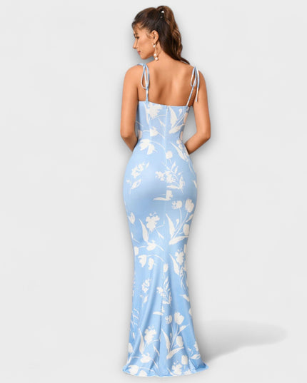 Kathrin - Floral Print Prom Dress mit gebundenen Schulterträgern