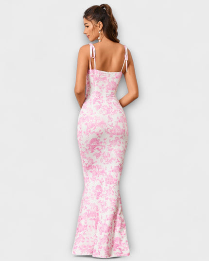 Kathrin - Floral Print Prom Dress mit gebundenen Schulterträgern