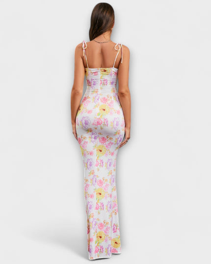 Kathrin - Floral Print Prom Dress mit gebundenen Schulterträgern