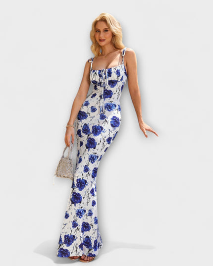 Kathrin - Floral Print Prom Dress mit gebundenen Schulterträgern
