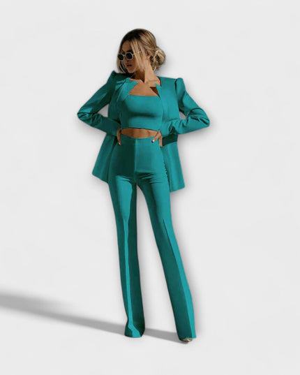 Clarissa - Stilvolles 3-teiliges Set (Blazer, Oberteil, Hose)