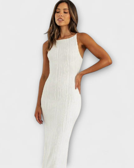 Hannah - Schickes ärmelloses gerafftes langes Kleid