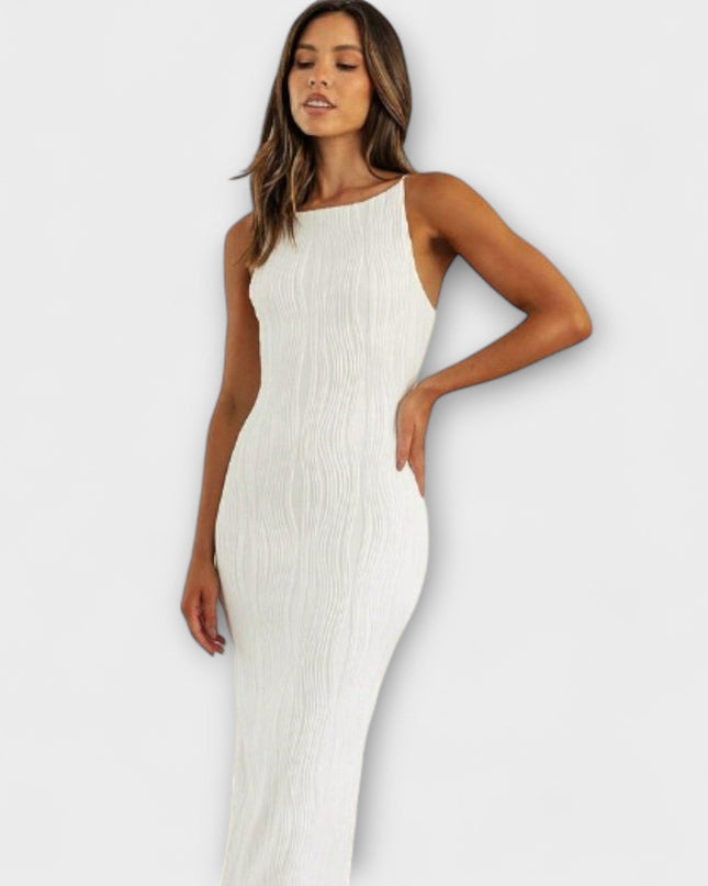 Hannah - Schickes ärmelloses gerafftes langes Kleid