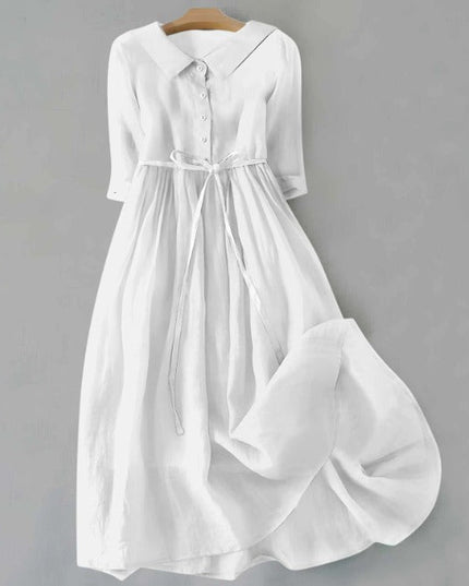 Nadja - Elegantes Kurzarmkleid mit Bindegürtel