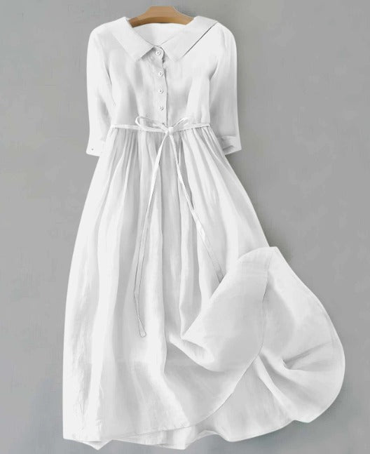 Nadja - Elegantes Kurzarmkleid mit Bindegürtel