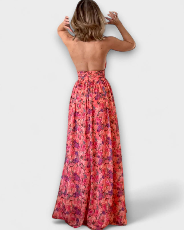 Claudia - Rückenfreies Maxikleid mit floralem Muster