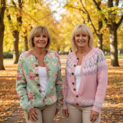 Dagmara - Elegante Strickjacke mit Blumenmuster