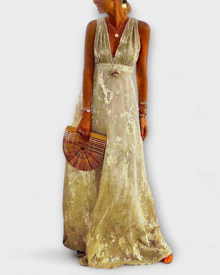 Sybilla - Fließendes Kleid mit V-Ausschnitt und Pailletten-Details