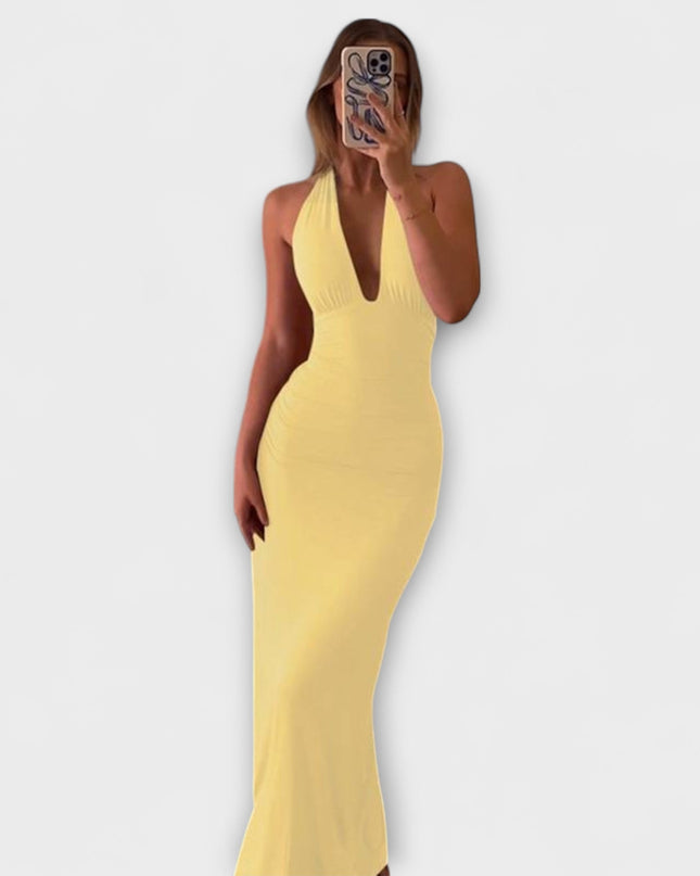 Annelore - Raffiniertes Rückenfreies Halterneck-Gala Kleid