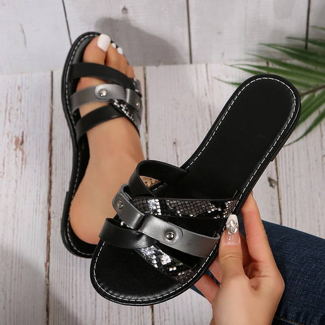 Barbara - Leopard Kreuzriemen Sandalen