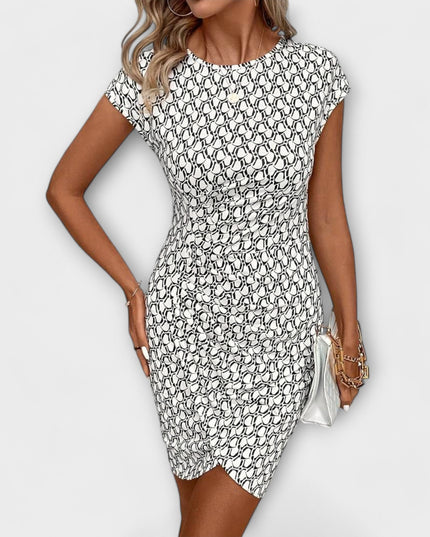 Silke - Kurzärmeliges Tulpenkleid mit Allover-Druck