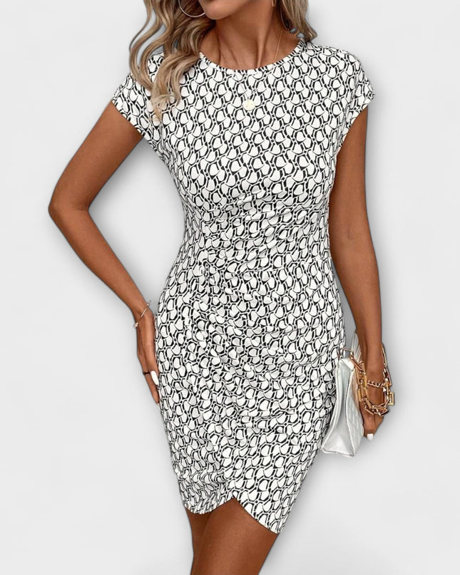 Silke - Kurzärmeliges Tulpenkleid mit Allover-Druck