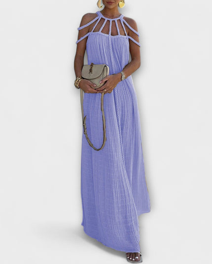 Helmine - Ein schickes Maxikleid aus Mischgewebe mit drapierten Zöpfen