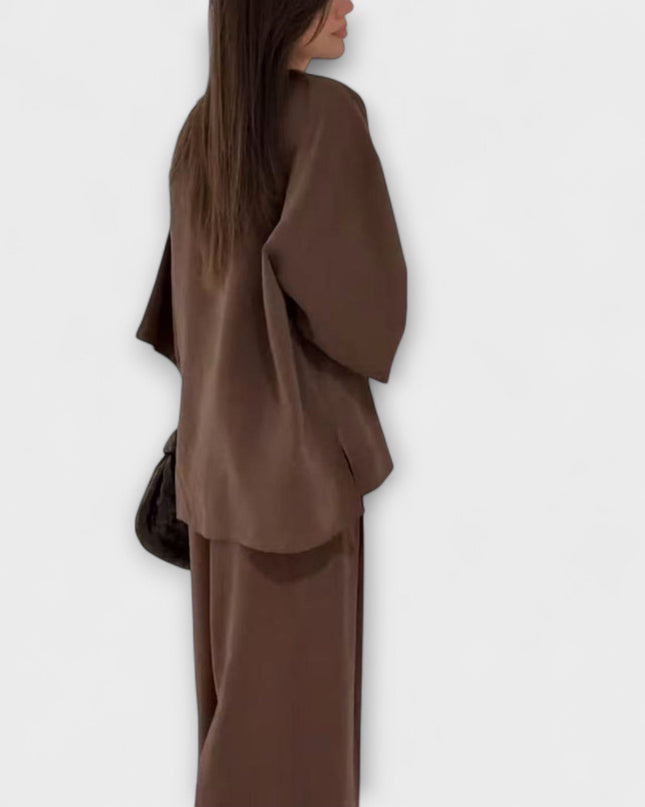 Roswitha – Lässiges V-Ausschnitt-Set mit Hose