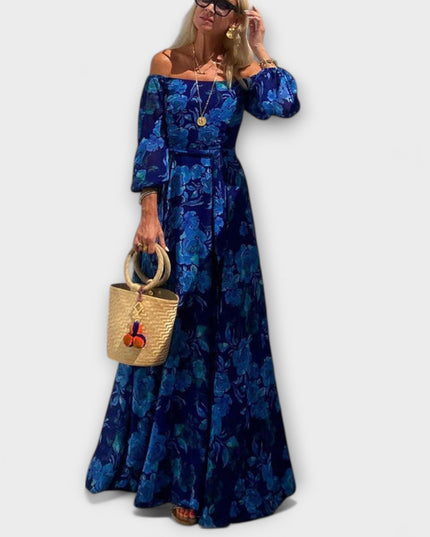 Wencke - Florales Off-Shoulder Smocked Maxikleid