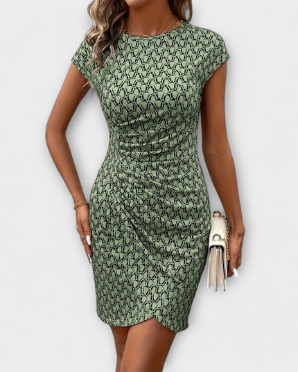 Silke - Kurzärmeliges Tulpenkleid mit Allover-Druck