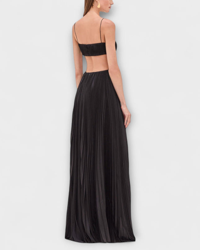 Tamina - Schickes Plissiertes Cutout Fließendes Maxikleid