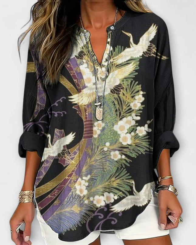 Ellie - Botanische Eleganz Bluse