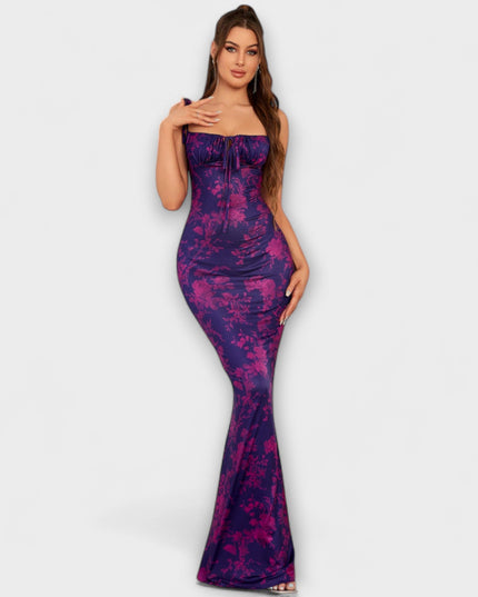 Kathrin - Floral Print Prom Dress mit gebundenen Schulterträgern