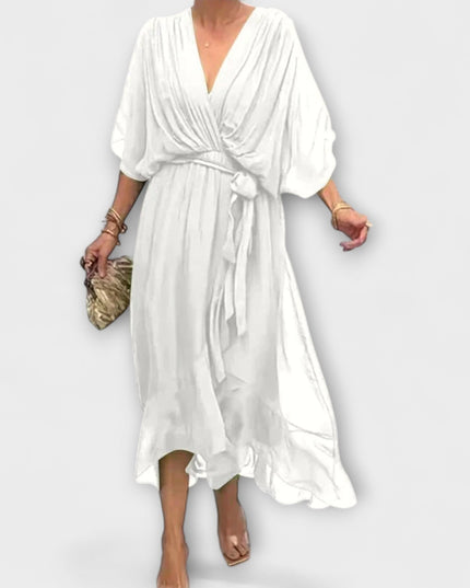 Ines - Chiffonkleid mit V-Ausschnitt