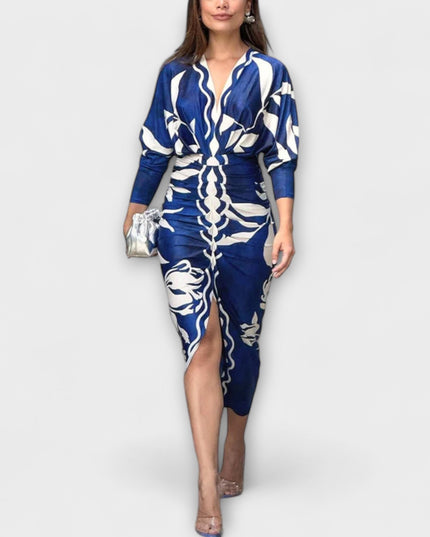 Gertrud - Einzigartiges Dolman-Midikleid mit brasilianischem Print