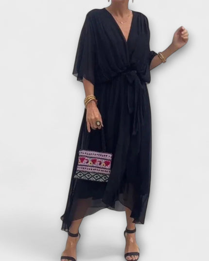 Ines - Chiffonkleid mit V-Ausschnitt