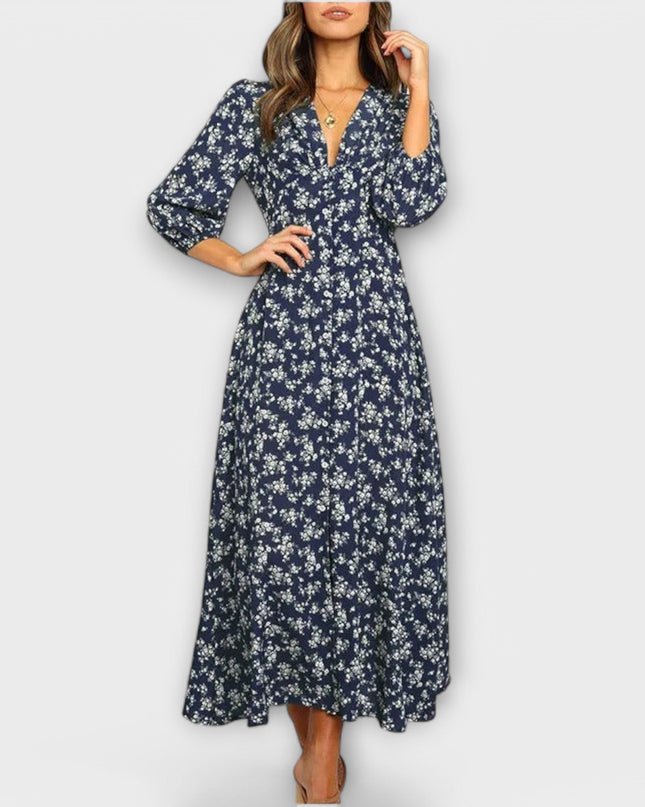 Ottilia - Blumenmuster Maxikleid für Damen
