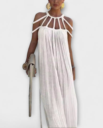 Helmine - Ein schickes Maxikleid aus Mischgewebe mit drapierten Zöpfen