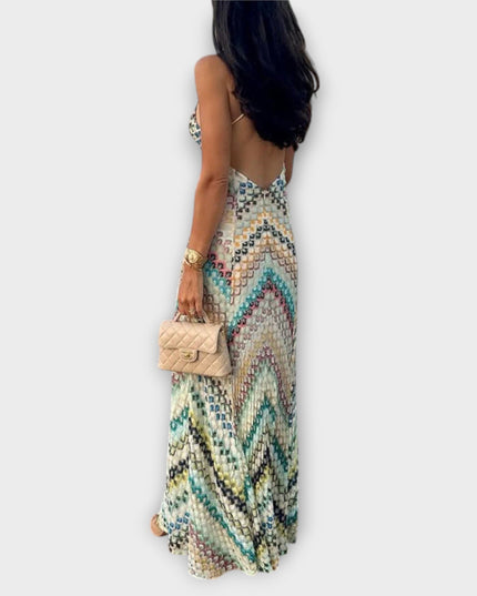 Patricia - Missoni Buntes Fischgrätenmuster Maxikleid