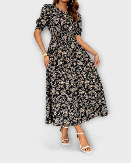 Käthe - Kleid mit Rundhalsausschnitt und Blumenmuster