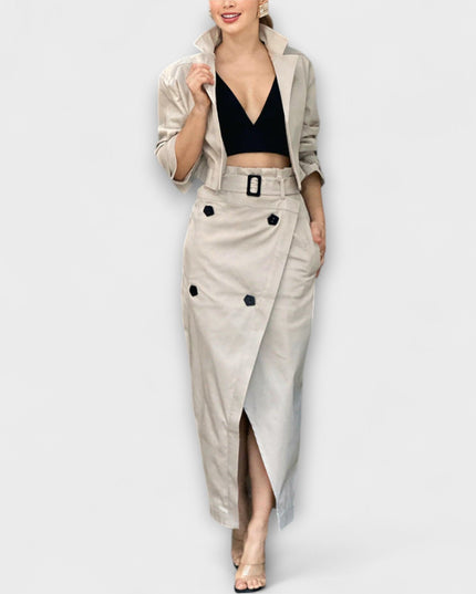 Tilde – Elegantes Set aus Jacke und Midi-Rock mit Taschen