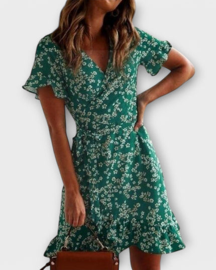 Florentine - Kurzes Boho-Kleid in Grün