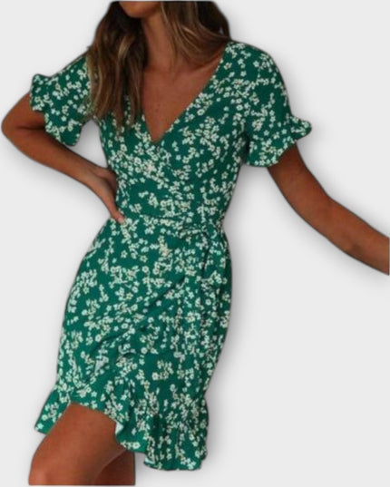 Florentine - Kurzes Boho-Kleid in Grün