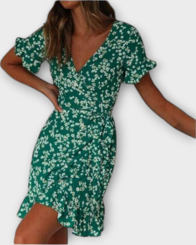 Florentine - Kurzes Boho-Kleid in Grün