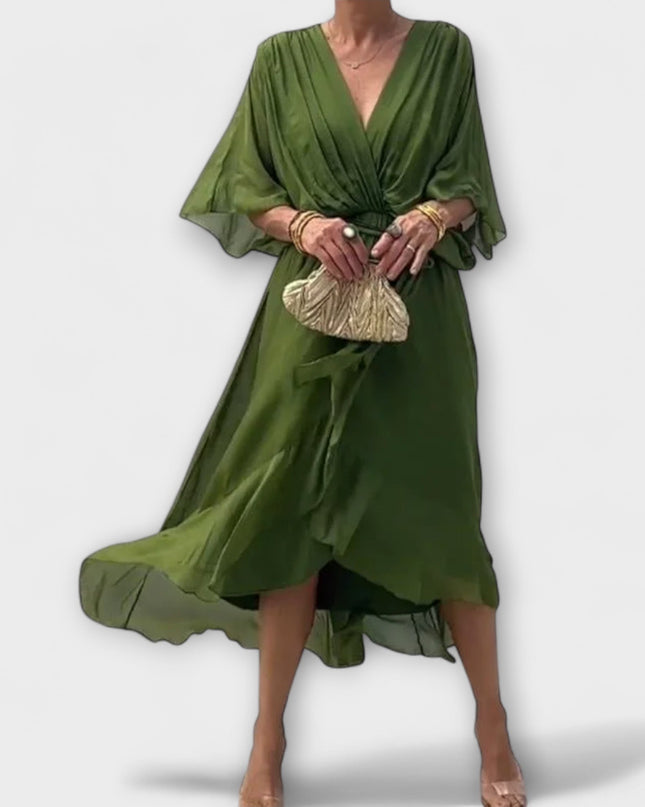 Ines - Chiffonkleid mit V-Ausschnitt