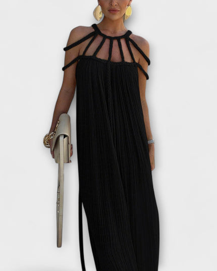 Helmine - Ein schickes Maxikleid aus Mischgewebe mit drapierten Zöpfen