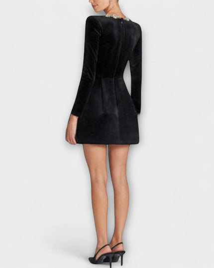Lena - Samt-Mini-Kleid mit Juwelenverzierung